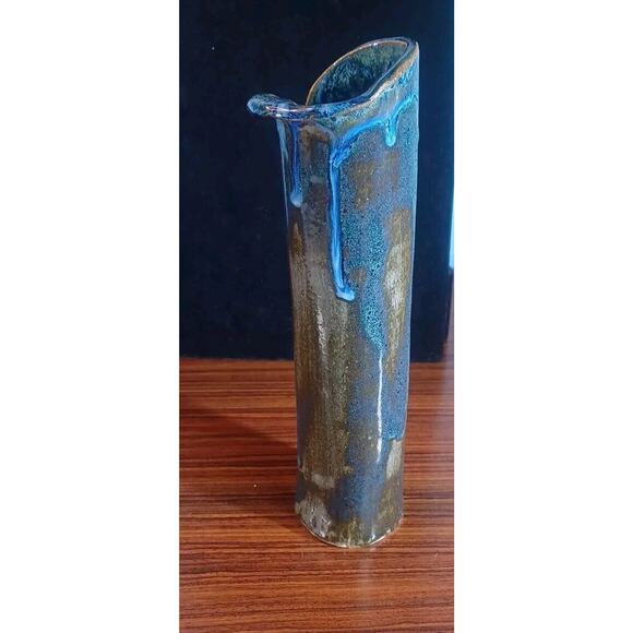 Inspired Art Dripping Blue Expression Vase Waterfall Effect 9 Inch Tall - Picture 3 of 15